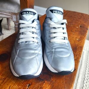 Authentic PRADA Silver/Gray Women's Sneakers 8.5